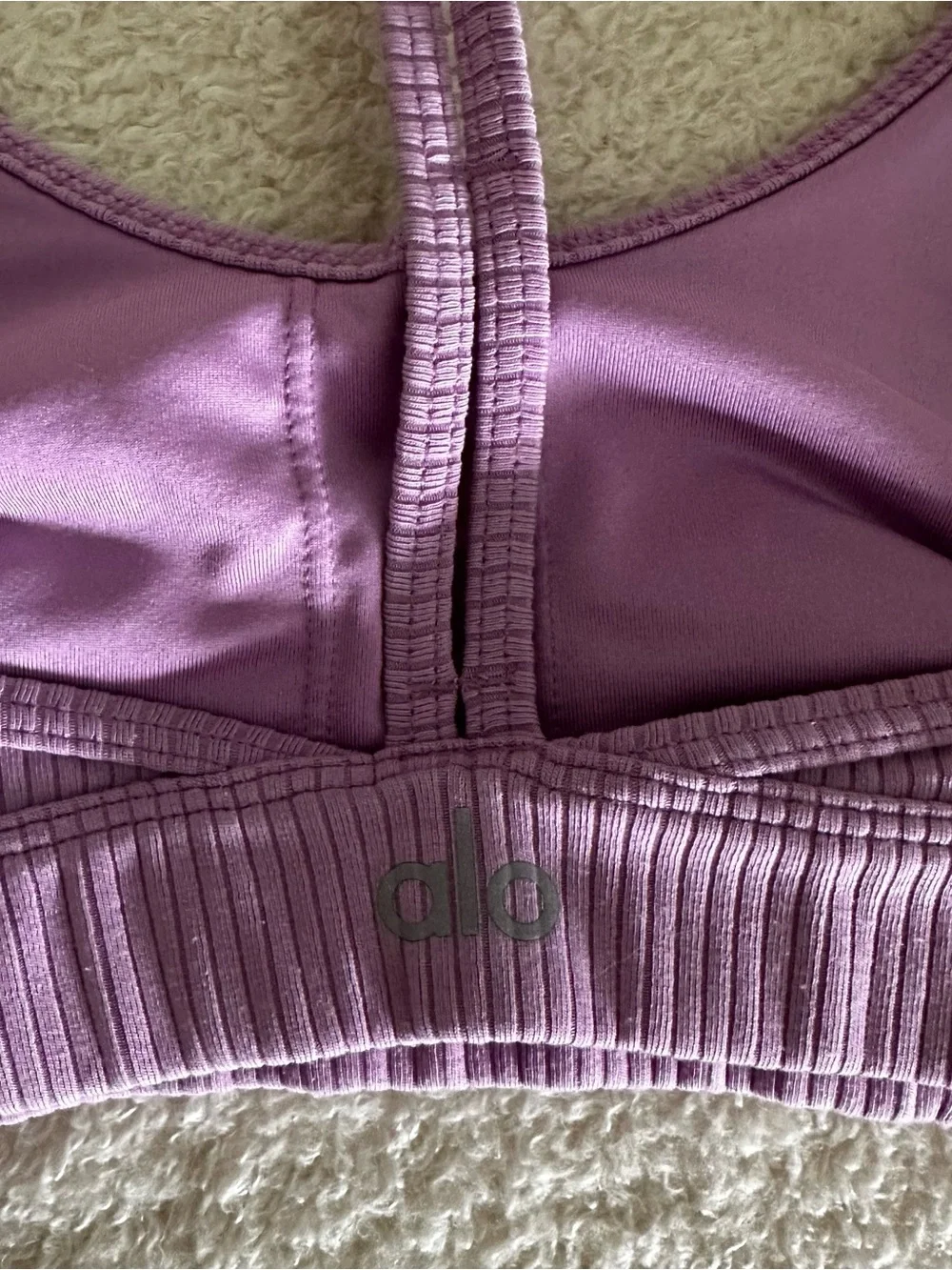 ALO YOGA Ribbed Blissful Bra - Pink Lavender